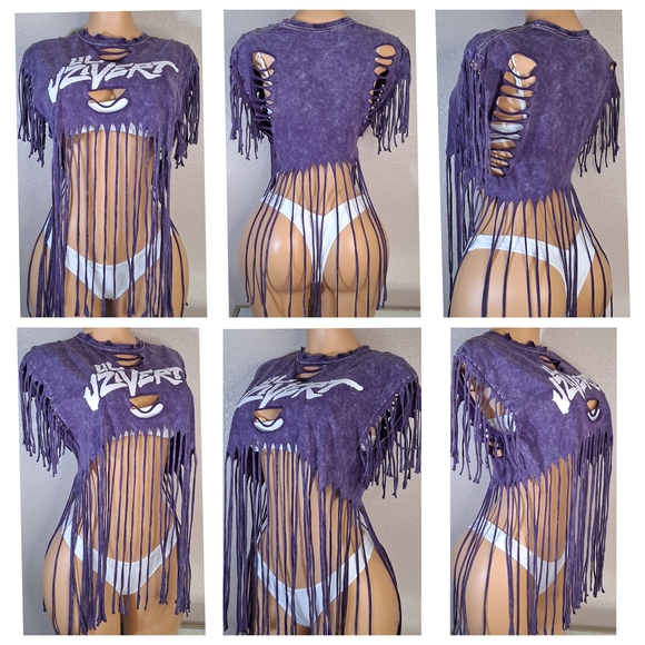 Purple Fringe Graphic Top - Picture 1 of 8